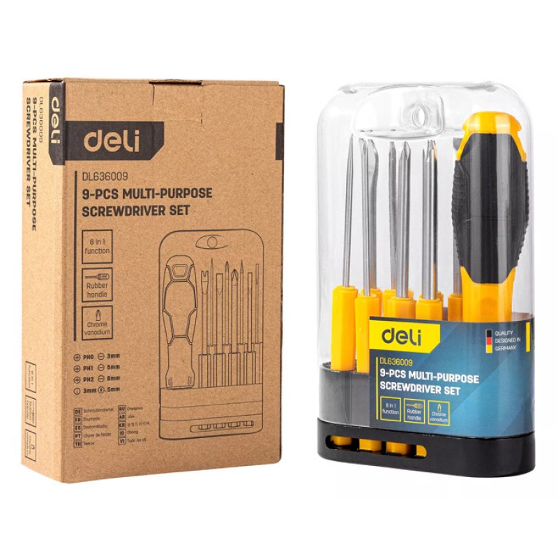 DELI DL636009 Κατσαβίδι με 9 Εναλλασσόμενες Μύτες 0039560 DELI DL636009 Κατσαβίδι με 9 Εναλλασσόμενες Μύτες 0039560