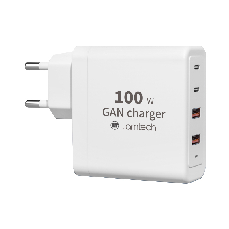 LAMTECH LAM113416 Φορτιστής Χωρίς Καλώδιο GaN με 2 Θύρες USB-A και 2 Θύρες USB-C 100W Λευκός 0040453 LAMTECH LAM113416 Φορτιστής Χωρίς Καλώδιο GaN με 2 Θύρες USB-A και 2 Θύρες USB-C 100W Λευκός 0040453
