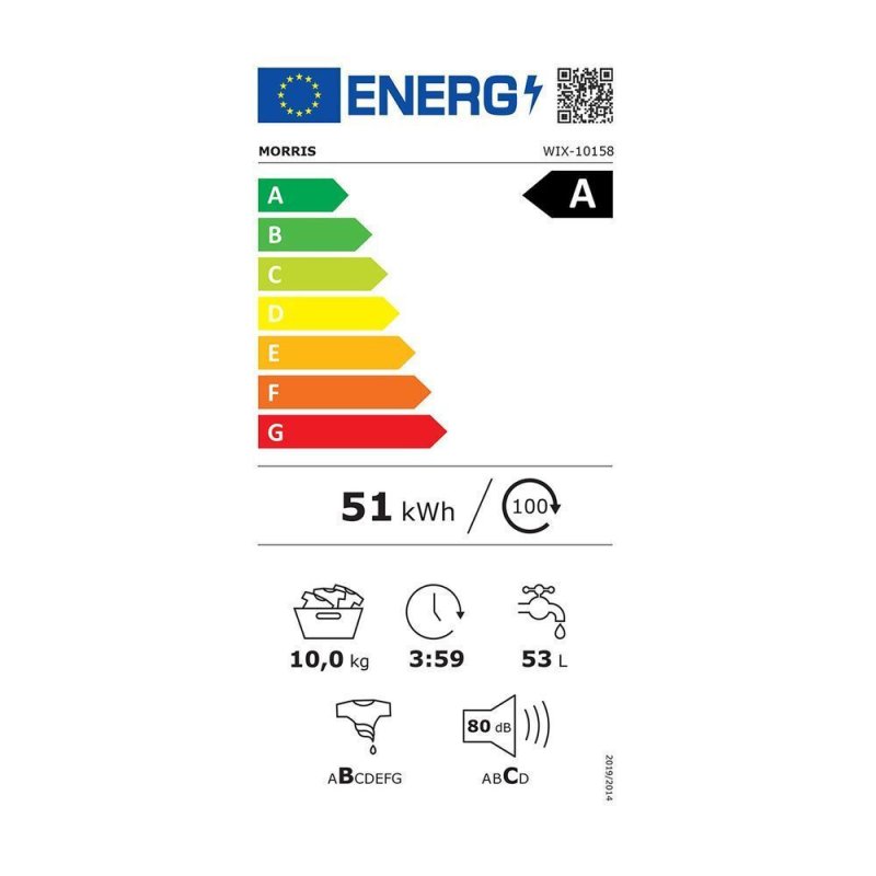MORRIS WIX-10158 Πλυντήριο Ρούχων 10kg με Ατμό 1500 Στροφών Ασημί 0040492 MORRIS WIX-10158 Πλυντήριο Ρούχων 10kg με Ατμό 1500 Στροφών Ασημί 0040492