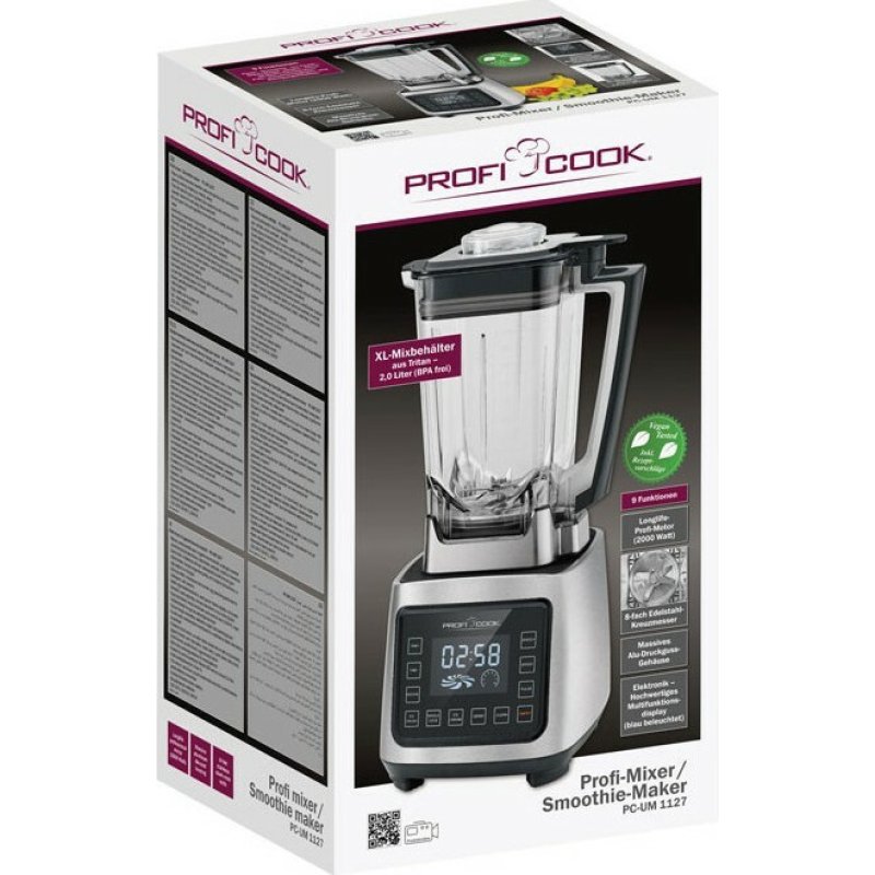 PROFI COOK PC-UM 1127 Μπλέντερ για Smoothies 2lt 2000W Inox 0040816 PROFI COOK PC-UM 1127 Μπλέντερ για Smoothies 2lt 2000W Inox 0040816