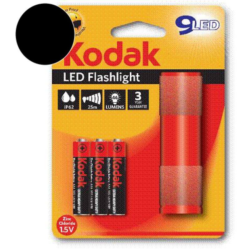 KODAK Φακός 9-LED Μαύρος + 3 x KODAK Μπαταρίες AAA 0012746 KODAK Φακός 9-LED Μαύρος + 3 x KODAK Μπαταρίες AAA 0012746