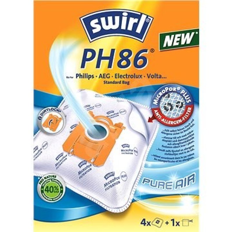 SWIRL PH86/PH96 Micropor VV II (4 σακούλες+1 φίλτρο) για Philips, Aeg, Electrolux 0006354 SWIRL PH86/PH96 Micropor VV II (4 σακούλες+1 φίλτρο) για Philips, Aeg, Electrolux 0006354