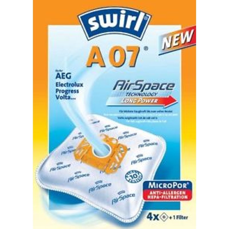 SWIRL A07/4 Micropor VV II Σακούλες Ηλεκτρικής Σκούπας για Σκούπες Aeg, Electrolux, Progress 0006356 SWIRL A07/4 Micropor VV II Σακούλες Ηλεκτρικής Σκούπας για Σκούπες Aeg, Electrolux, Progress 0006356