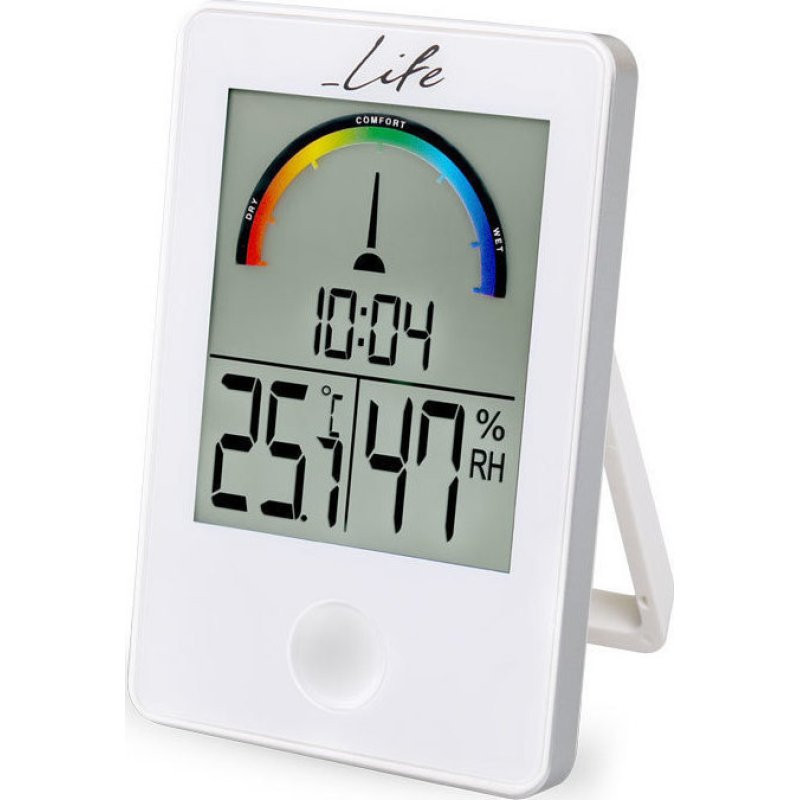 LIFE WES-101 Ψηφιακό Θερμόμετρο/Υγρόμετρο Εσωτερικού Χώρου με Ρολόι & Εγχρωμη Απεικόνιση Επιπέδου Υγρασίας Λευκό 0017208 LIFE WES-101 Ψηφιακό Θερμόμετρο/Υγρόμετρο Εσωτερικού Χώρου με Ρολόι & Εγχρωμη Απεικόνιση Επιπέδου Υγρασίας Λευκό 0017208