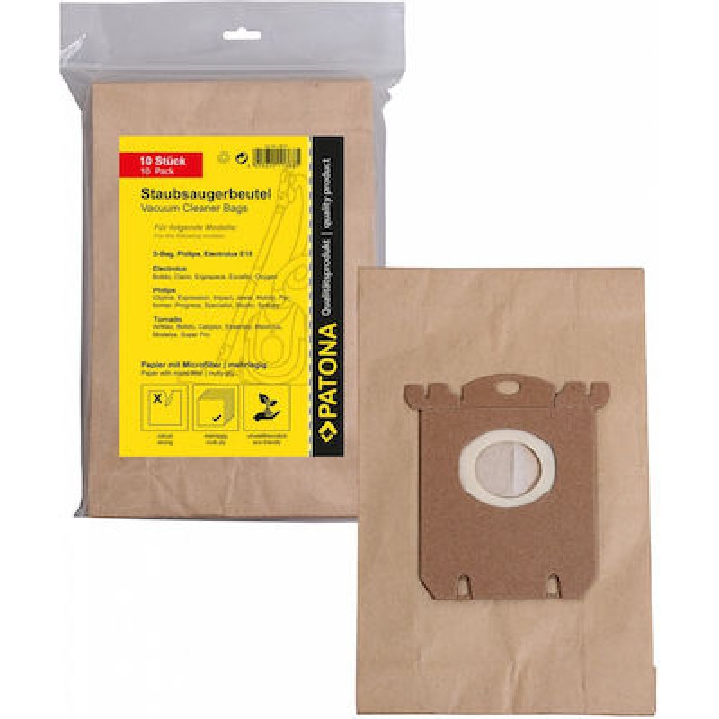 PATONA για Philips/Electrolux ( S-bag) 10 Σακούλες Ηλεκτρικής Σκούπας + 1 Φίλτρο (9585) 0027131 PATONA για Philips/Electrolux ( S-bag) 10 Σακούλες Ηλεκτρικής Σκούπας + 1 Φίλτρο (9585) 0027131